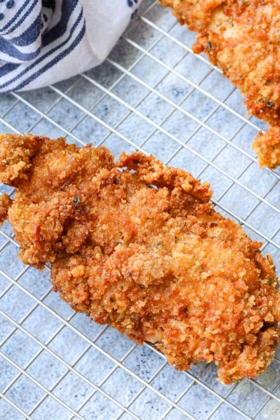 deep fried catfish on wire rack