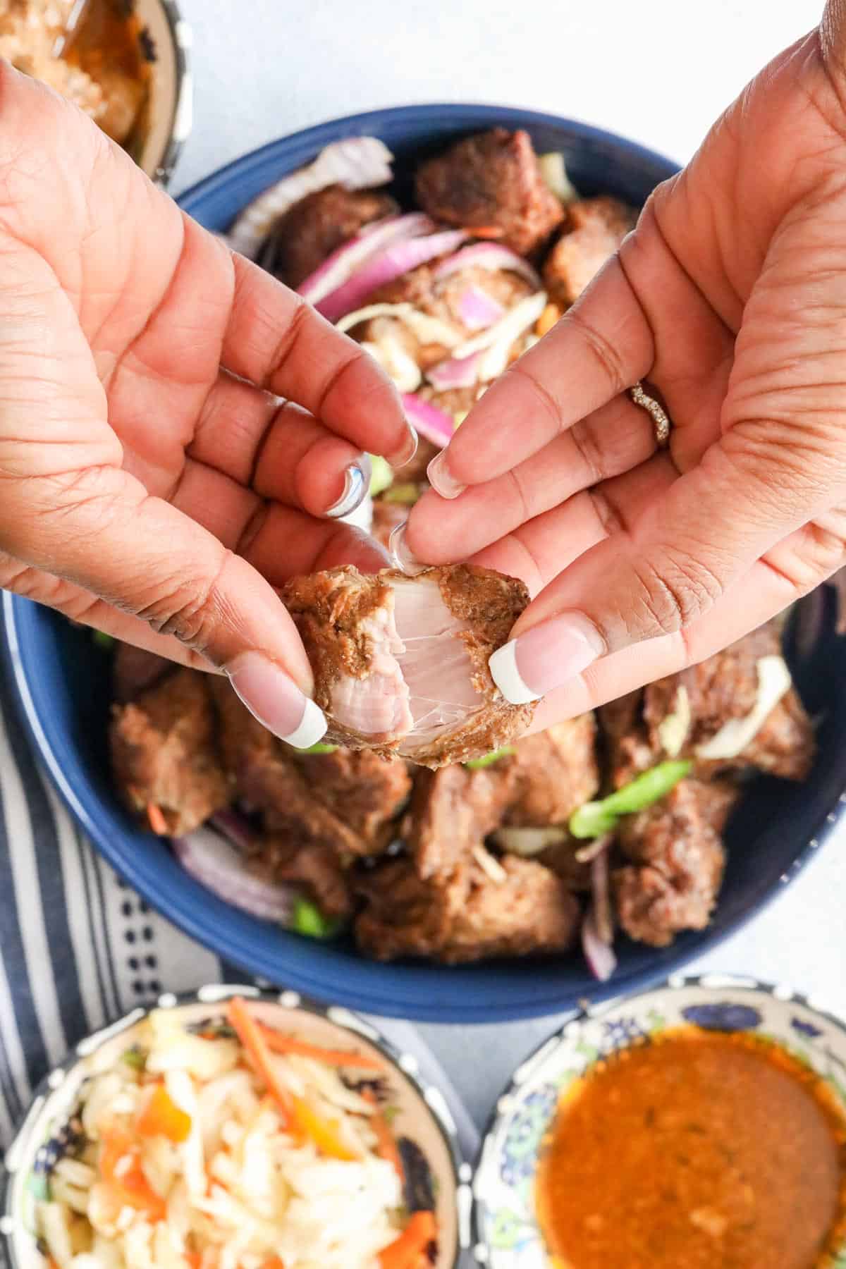 fully fried and cooked Haitian fried pork