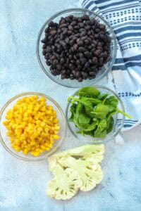 Ingredients to make pan fried cauliflower steaks