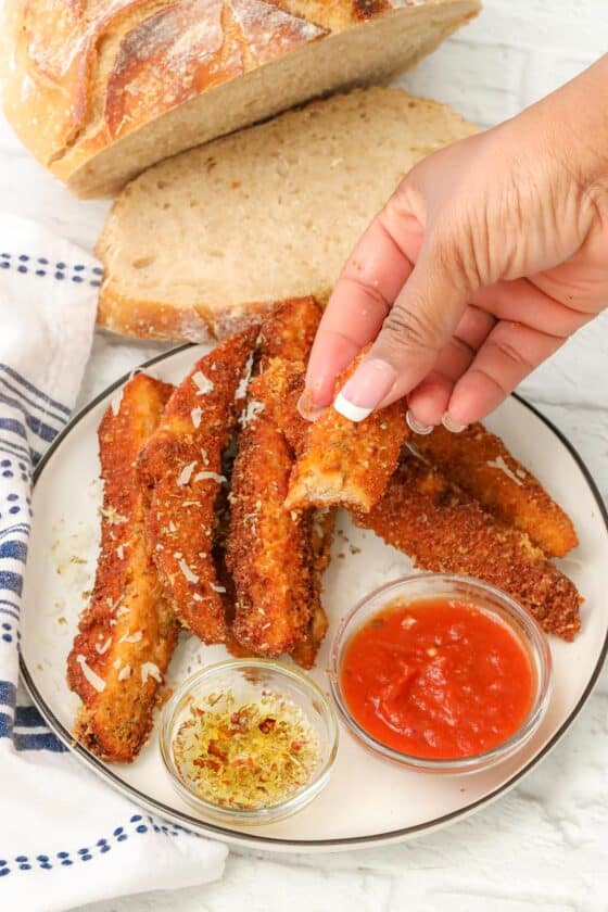 sourdough breadsticks on plate