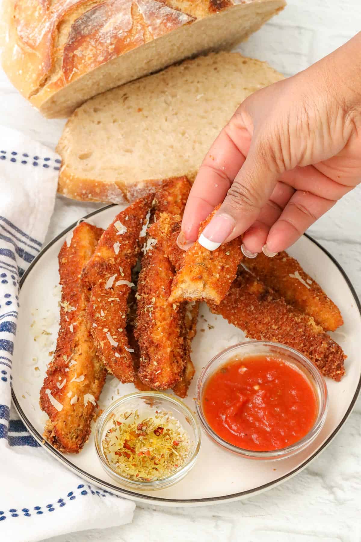 sourdough breadsticks on plate