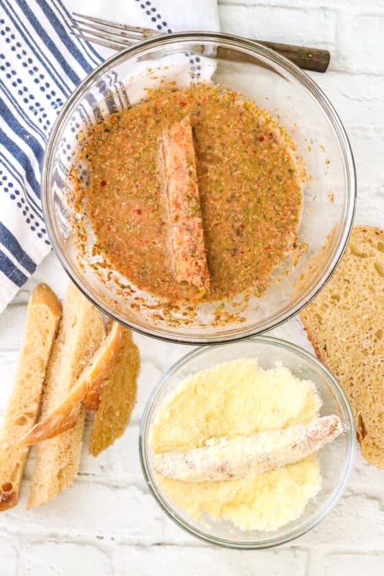 breading sourdough breadsticks