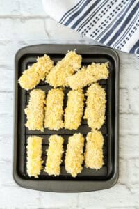 Fried Mozzarella Sticks coated with breading