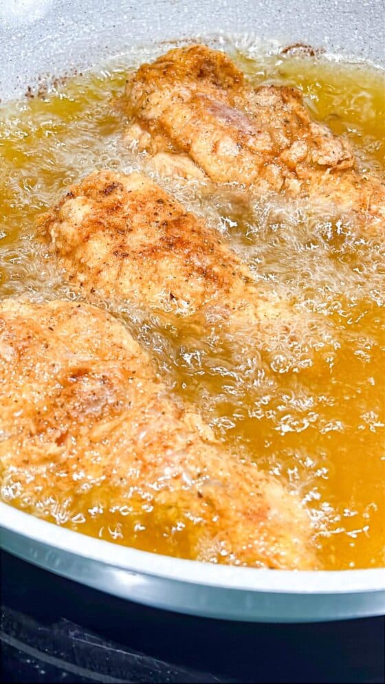 deep frying chicken legs