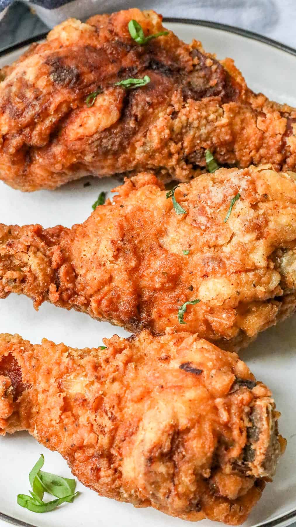 Southern Fried Chicken Legs on white plate