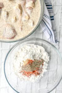 Batter and breading for Southern fried chicken legs