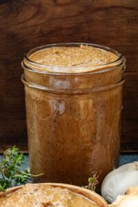 jerk marinating sauce in glass jar