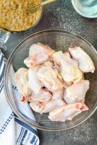 chicken winglets in clear bowl