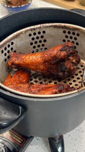 turkey wings in frying basket