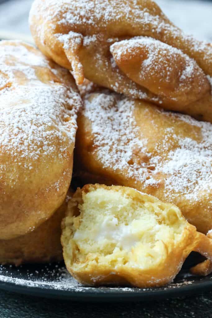 fried Twinkies stacked on top of each other.