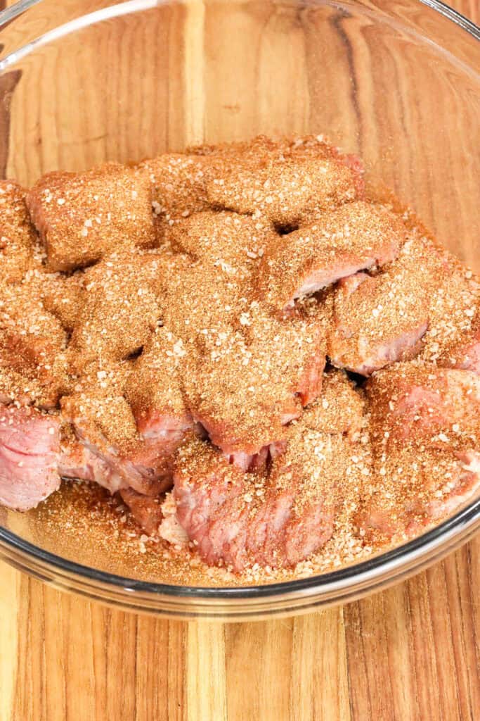 seasoning air fryer steak bites. 