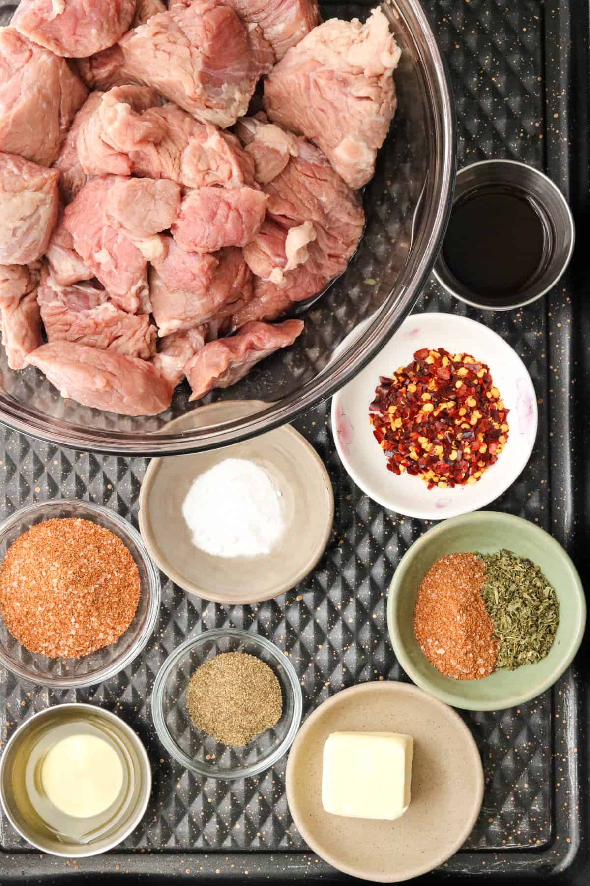 Ingredients to make air fried steak bites