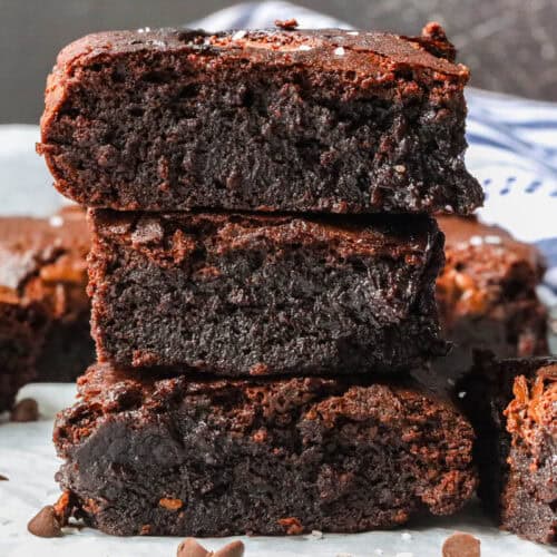 Air Fryer Brownies that are fudge-like, gooey, and moist.