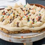Air fryer cookie dough on wooden tray