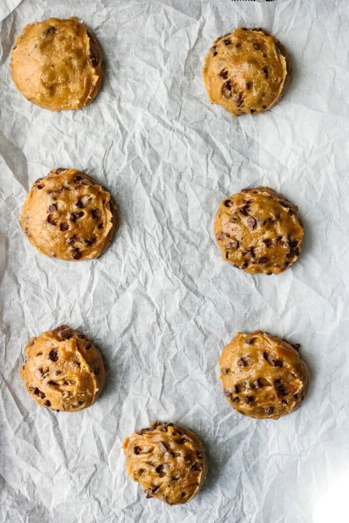 cookie dough onto parchment paper
