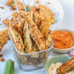 air fryer fried okra in basket