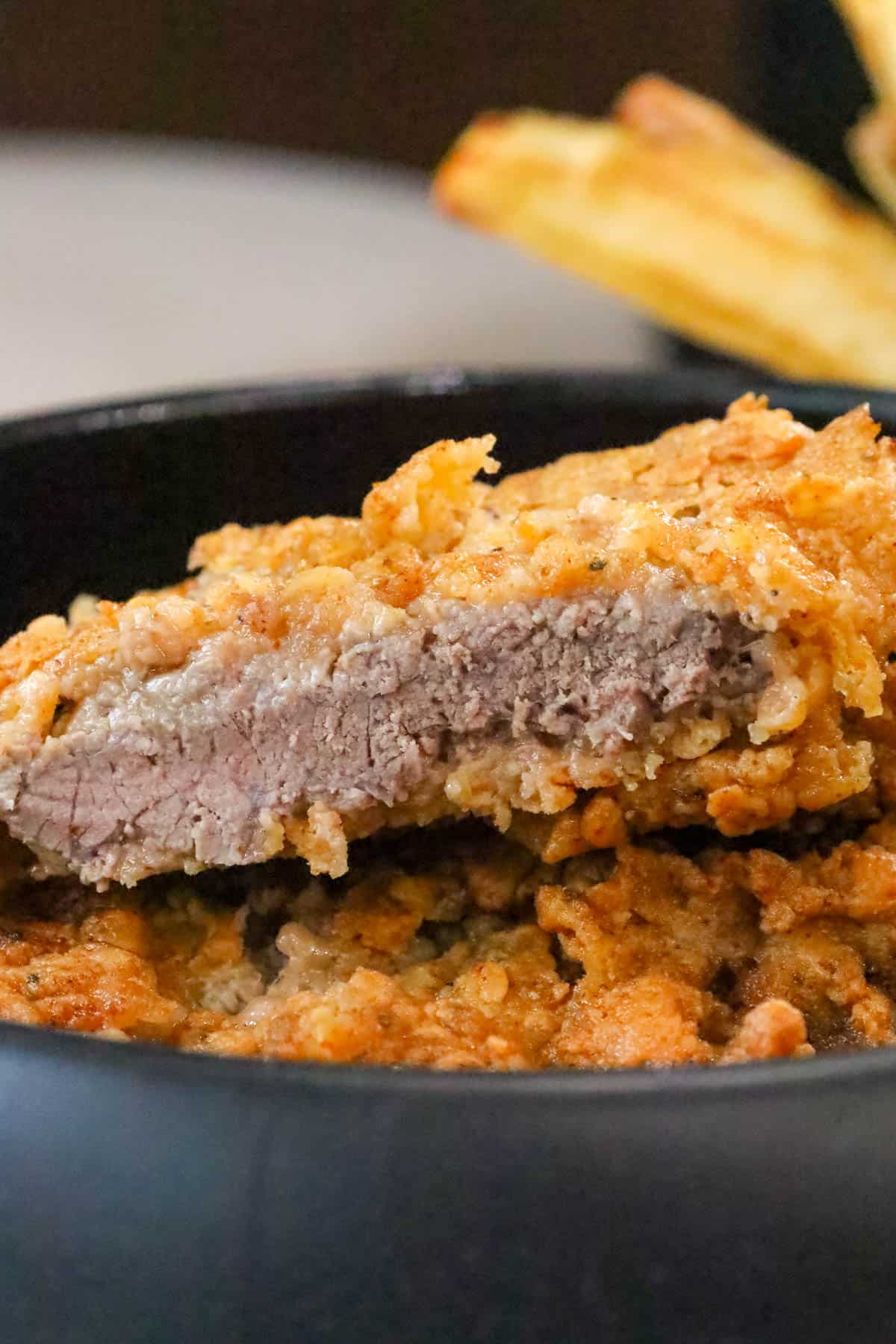 country fried steak sliced