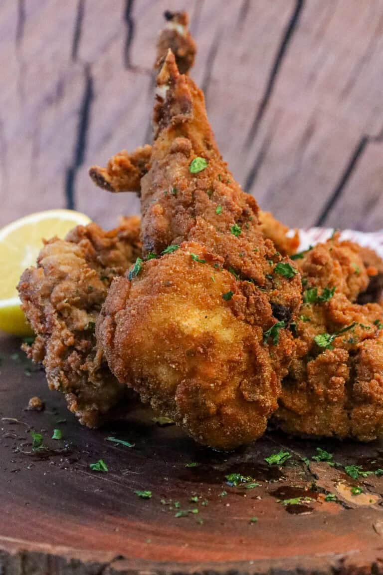 stacked deep fried crispy fried lamb chops
