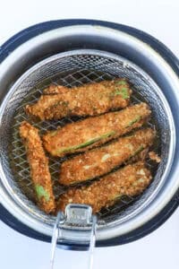 okra in frying basket