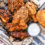 Honey Garlic Chipotle Wings with dipping sauce