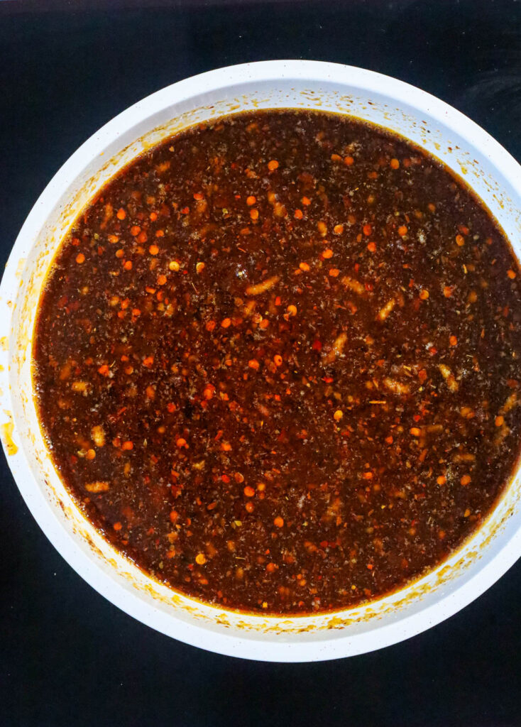 honey garlic chipotle sauce in white sauce pan