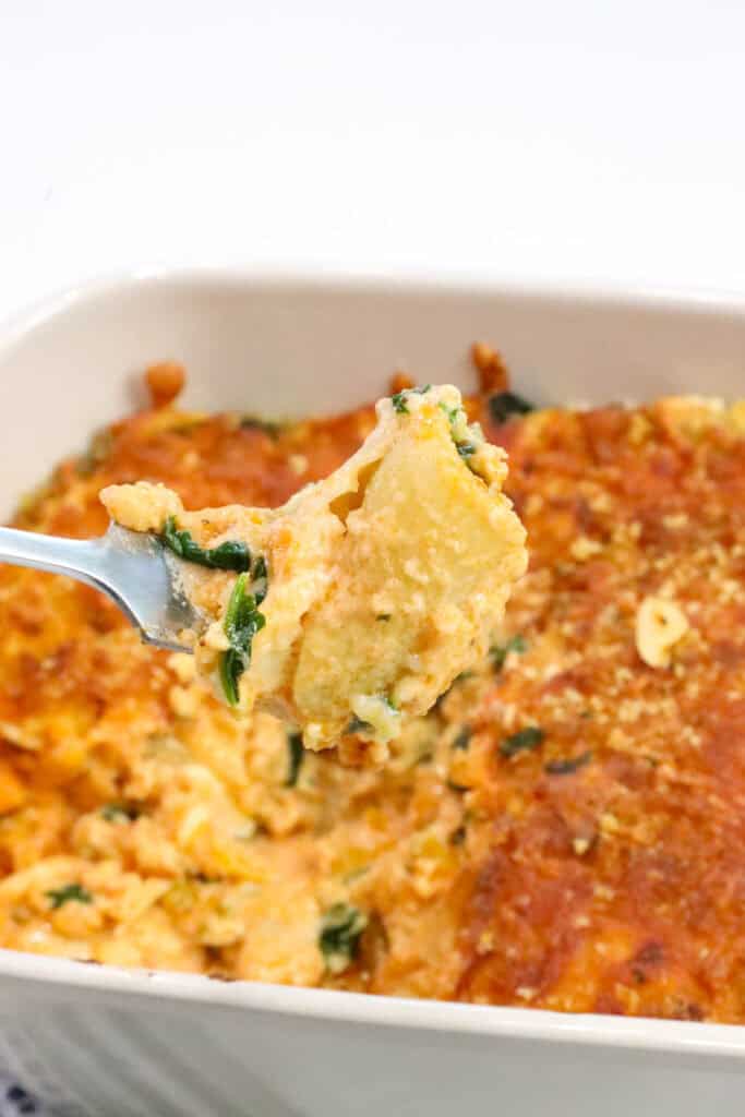 jumbo shells Mac and cheese on fork