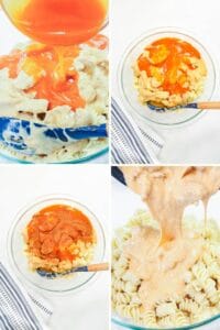 step by step guide to make air fryer buffalo Mac and cheese