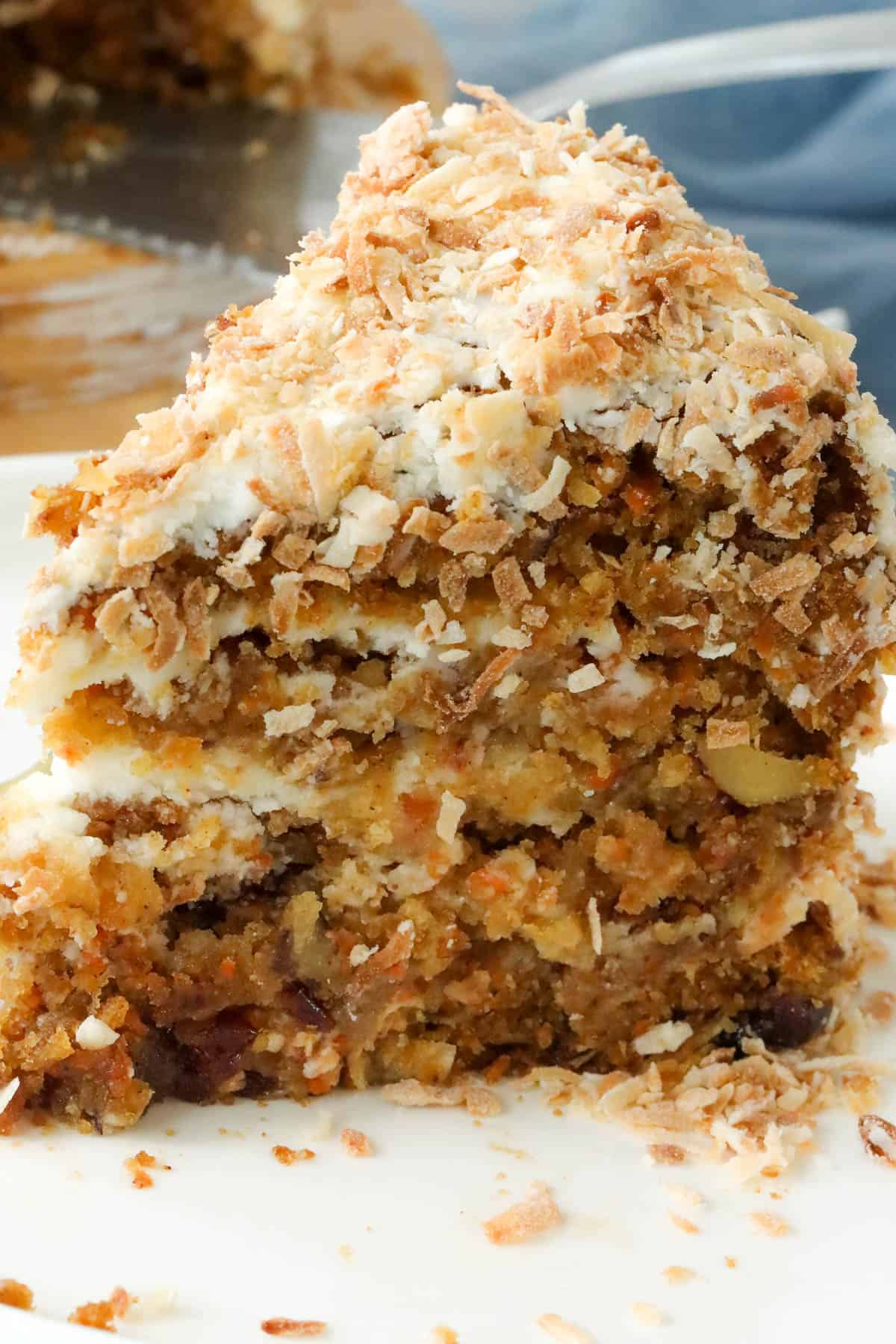 air fryer coconut cake with flakes and dried berries