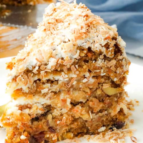 air fryer coconut cake with flakes and dried berries