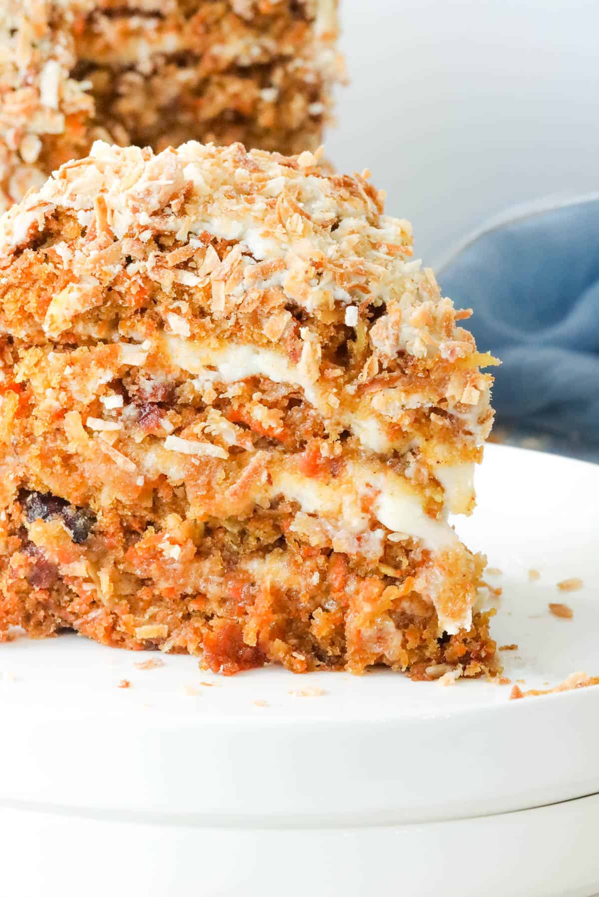 air fryer coconut cake with flakes and dried berries