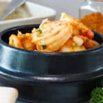 air fryer garlic butter shrimp recipe in bowl
