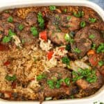 Jerk Chicken and Rice (Air Fryer) topped with green onions