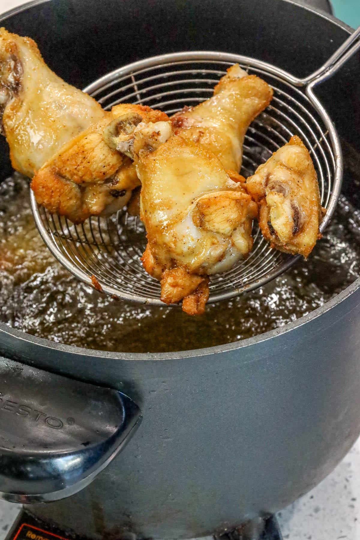 removing wings from deep fryer
